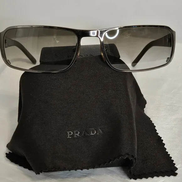Prada sunglasses with case. EUC. Black and white. Prada PR B05S M (53 - 19) with Grey lenses and Black frame  main image 2